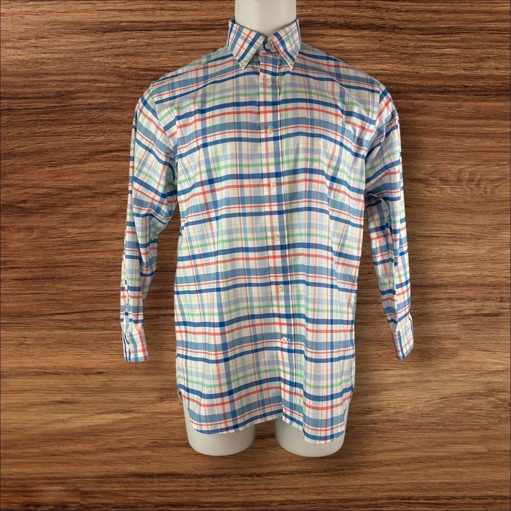 Lands End Oxford Shirt Mens 16-32 Traditional Fit Plaid Supima Multicolor (262)